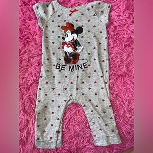 Disney Minnie Mouse baby outfit for little girls color grey and red.